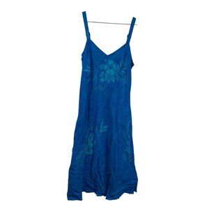Tropical Tantrum Dress Woman's Blue Sz L Sleeveless Batik Hawaiian Vacation